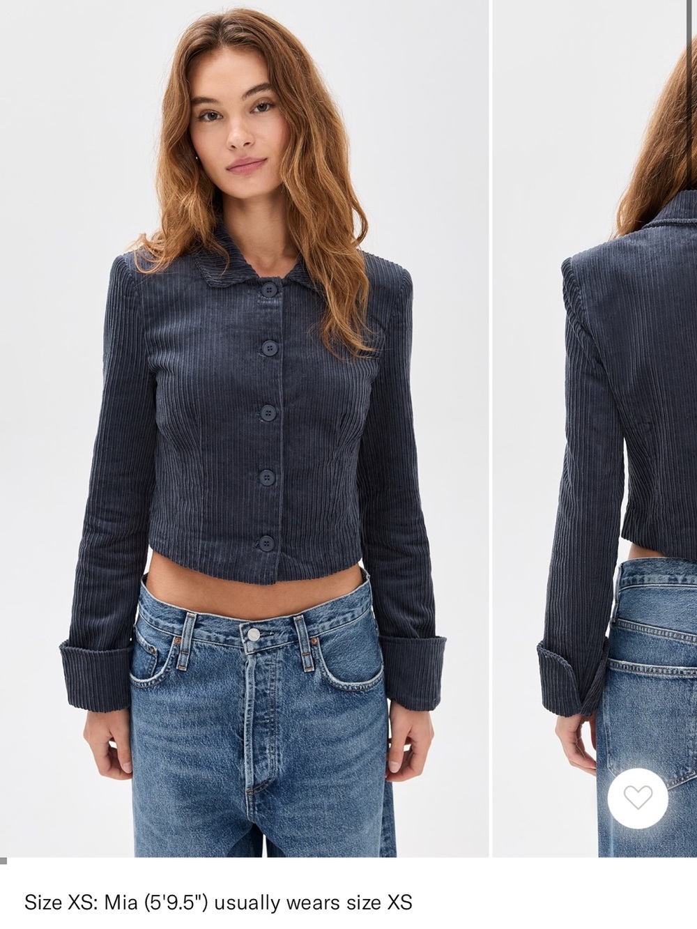 Lioness Cropped Corduroy Jacket in Dark Slate